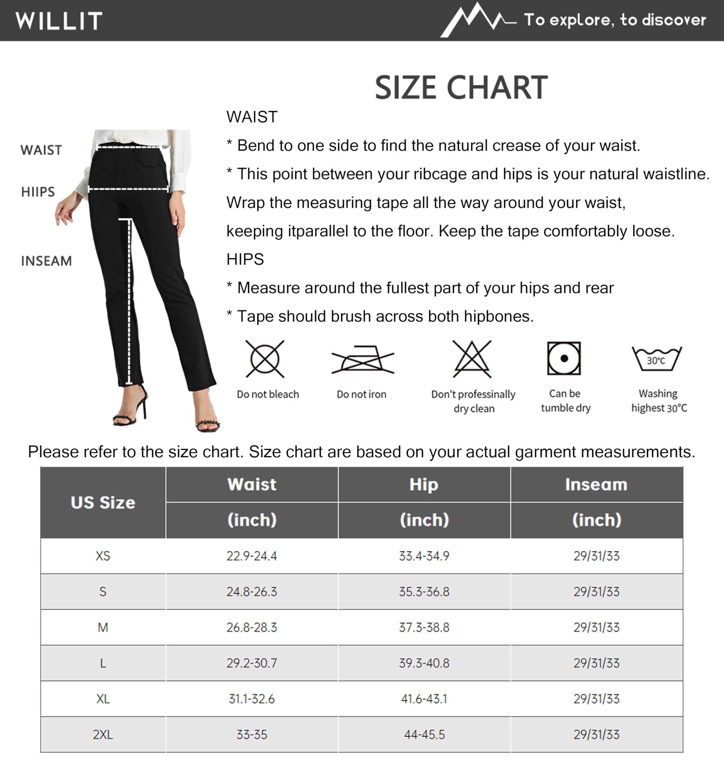 Willit 33" Women's Yoga Dress Pants Straight Leg Work Slacks Stretchy Office Casual Pants 4 Pockets Belt Loops Black XXL