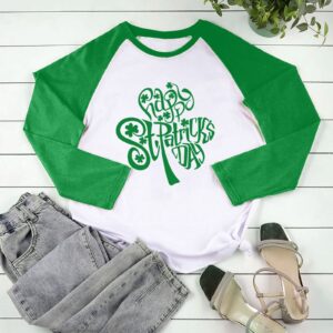 St Patricks Day Shirt Women Irish Shamrock St. Pattys Raglan T-Shirt