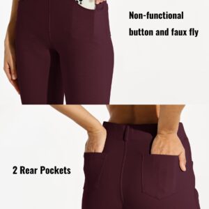 Willit 33" Women's Yoga Dress Pants Straight Leg Work Slacks Stretchy Office Casual Pants 4 Pockets Belt Loops Burgundy L