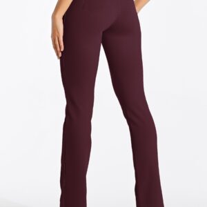 Willit 33" Women's Yoga Dress Pants Straight Leg Work Slacks Stretchy Office Casual Pants 4 Pockets Belt Loops Burgundy L