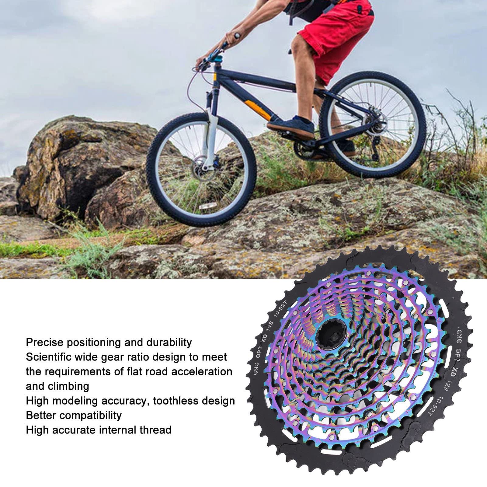 Bike Cassette Compatible,12 Speed Cassette 10-50T for Road Bike Cassette, Mountain Bike Accessories, Lightweigh Bracket Cassette Ultra-Light Bike Cassette, 12 speed cassette cassette tape freewh