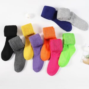 JOCMIC Slouch Socks for Women, Extra Long Women Scrunch Socks, White Stacked Socks Size 6-11 Grey