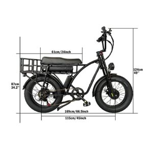 Lanshanchu (US Spot Smlro E5 Plus Electric Retro Cargo Bike 2000W Dual Motor Motorcycle Ebike 48V 18Ah EBike 20" Fat Tire 7 Speed E Bike MTB Mountain City Road Snow Bike