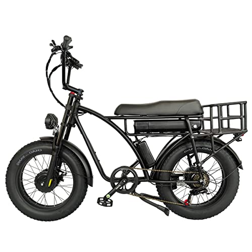 Lanshanchu (US Spot Smlro E5 Plus Electric Retro Cargo Bike 2000W Dual Motor Motorcycle Ebike 48V 18Ah EBike 20" Fat Tire 7 Speed E Bike MTB Mountain City Road Snow Bike