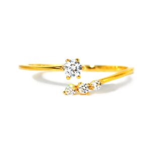 STORYJEWELLERY Story Jewellery Gold Plated 925 Sterling Silver Rings For Women, Cubic Zirconia Love Ring, Stackable Rings for Women (US Size 07)