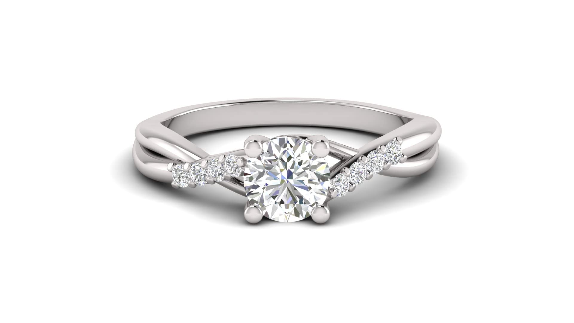 1.00 Carat TW Women's Moissanite and Natural Diamonds Engagement Ring in 10k White Gold, Size 7