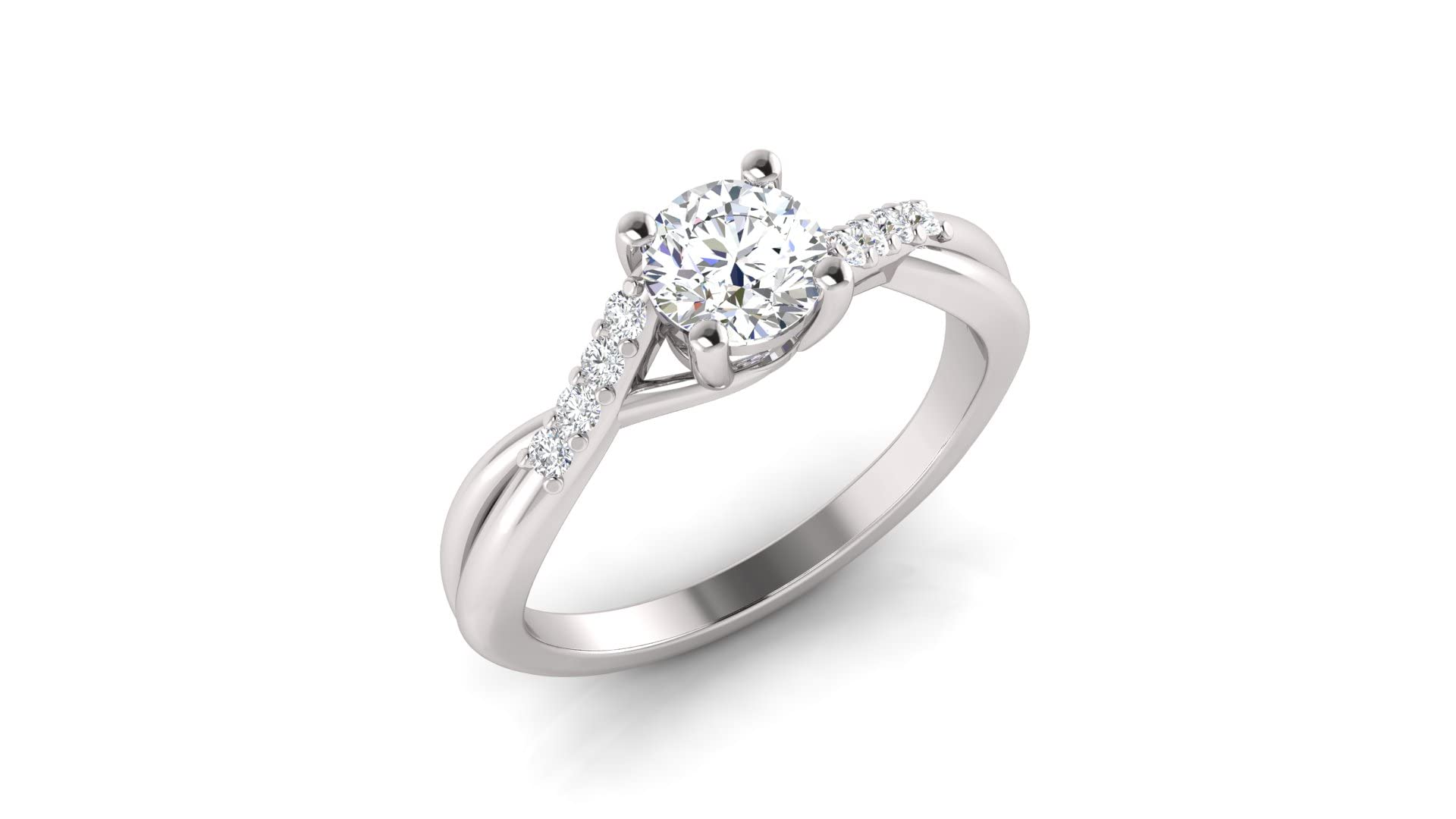 1.00 Carat TW Women's Moissanite and Natural Diamonds Engagement Ring in 10k White Gold, Size 7