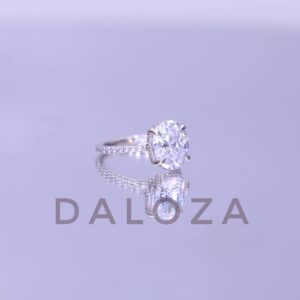 DALOZA 2.00 CT Moissanite 925 Hidden Halo Wedding Engagement Oval Cut Diamond Ring (9.5)