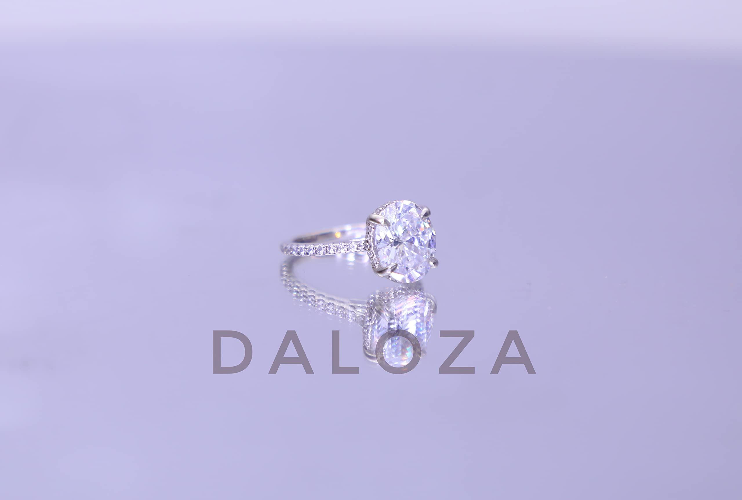 DALOZA 2.00 CT Moissanite 925 Hidden Halo Wedding Engagement Oval Cut Diamond Ring (9.5)