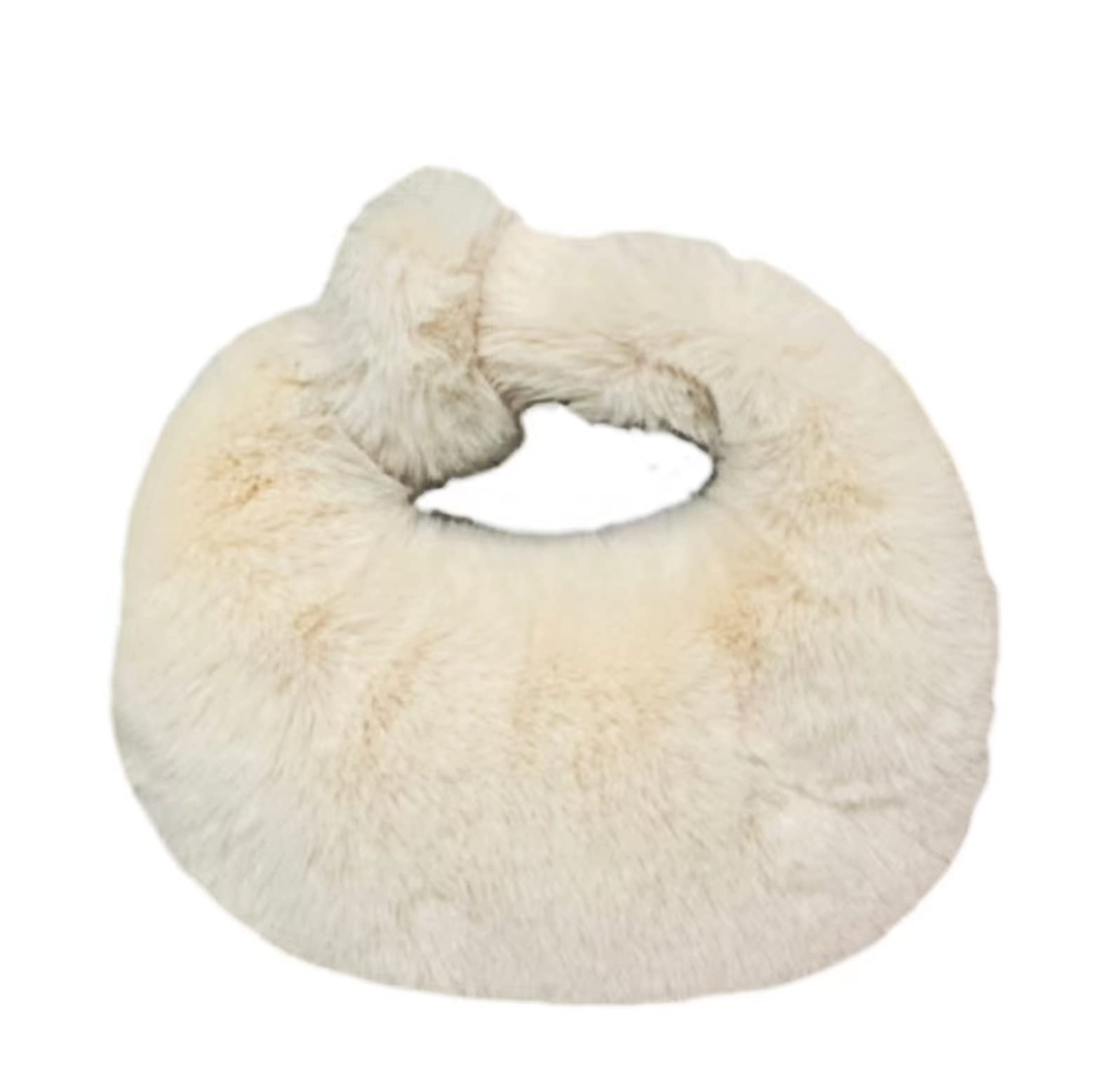 XPONNI Fuzzy Dumpling Bag, Cute Fluffy Bags, Cute Mini Handbags, Faux Fur Bag with Zipper, Soft Knotted Bag (off white)