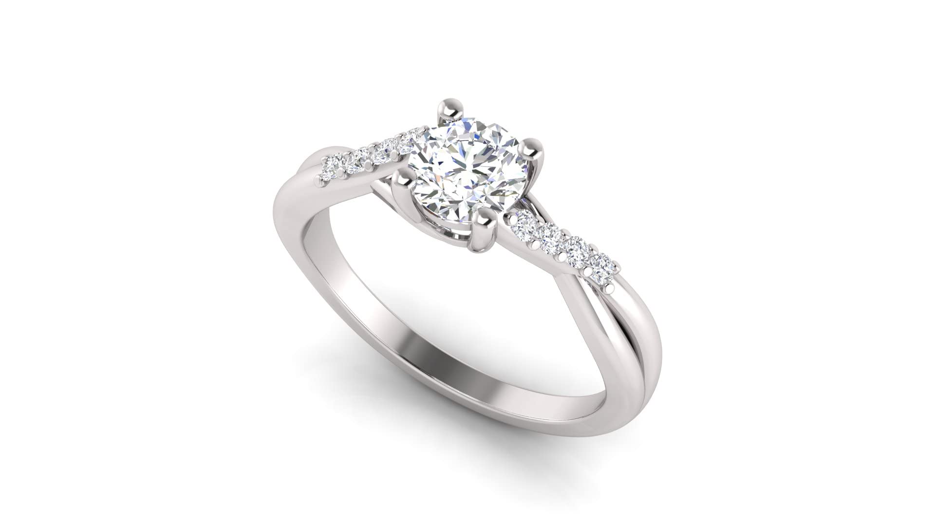 1.00 Carat TW Women's Moissanite and Natural Diamonds Engagement Ring in 10k White Gold, Size 7