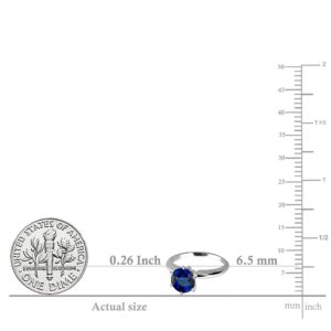 Dazzlingrock Collection 6.5mm Round Lab Created Blue Sapphire Blue Sapphire Solitaire Anniversary Wedding Ring for Her in 925 Sterling Silver Size 8.5