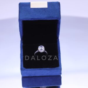 DALOZA 2.00 CT Moissanite 925 Hidden Halo Wedding Engagement Oval Cut Diamond Ring (9.5)