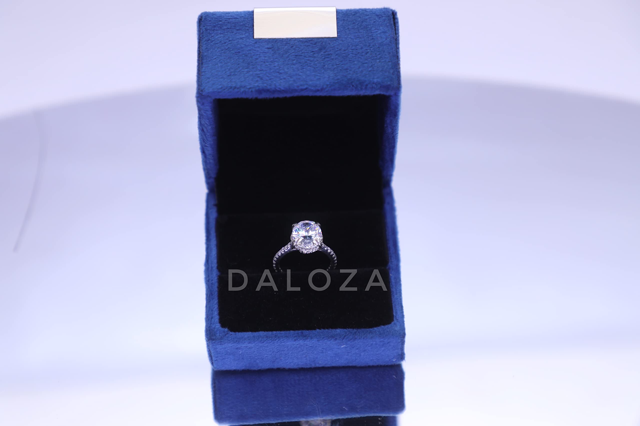 DALOZA 2.00 CT Moissanite 925 Hidden Halo Wedding Engagement Oval Cut Diamond Ring (9.5)