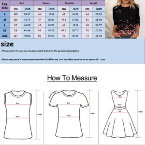 Womens Tops Valentine's Day Series Pattern Love Printed Three Quarter Sleeve Round Neck Top Tee Shirt Blouse