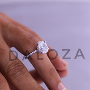 DALOZA 2.00 CT Moissanite 925 Hidden Halo Wedding Engagement Oval Cut Diamond Ring (9.5)