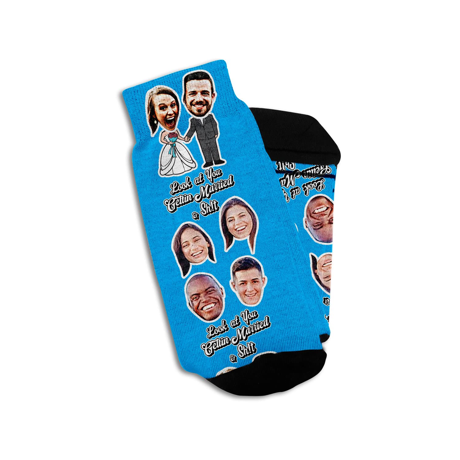 UNDSPTD Custom Face Socks for Any Occasion, Occasion Gift Customized Socks with Faces (Married)