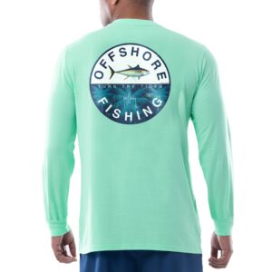 Guy Harvey Men’s Offshore Fish Collection Long Sleeve T-Shirt, Beach Glass/Offshore Fishing, XX-Large