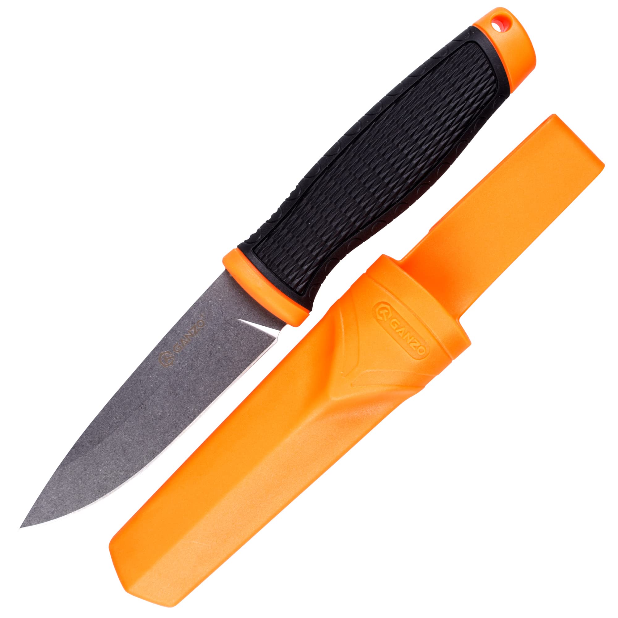 Ganzo G806-OR Fixed Blade Knife 8CR14 Stainless Steel Blade Ergonomic Anti-Slip Handle Camping Hunting Fishing Outdoor EDC Knife with Sheath (Orange)