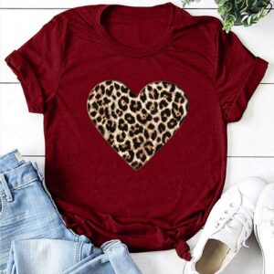 Women Love Heart Graphic Tees Shirt Short Sleeve Tops Tshirts Regular Fit Tunic Blouse Cute Funny Gift Clothes 2023