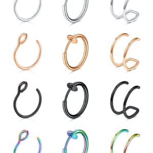 Mayhoop Fake Nose Ring Faux Nose Ring Fake Nose Ring Hoop Fake Nose Ring Stud Fake Nose Piercing for Women Men