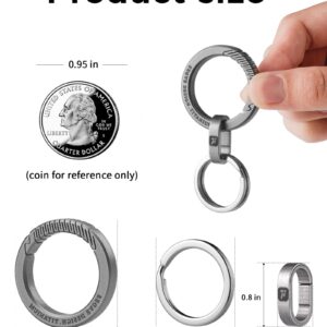 FEGVE Key Carabiner Keychain Clip with Titanium Mini Quick Release Connecting Key Chain Rings and 2pcs 1 in Stainless Steel Key Ring -(Matte)