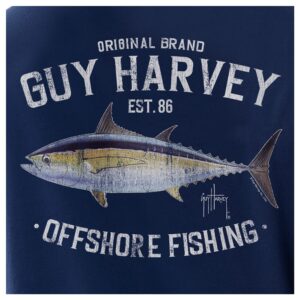 Guy Harvey Men’s Offshore Fish Collection Long Sleeve T-Shirt, Estate Blue/Offshore Backfin, X-Large