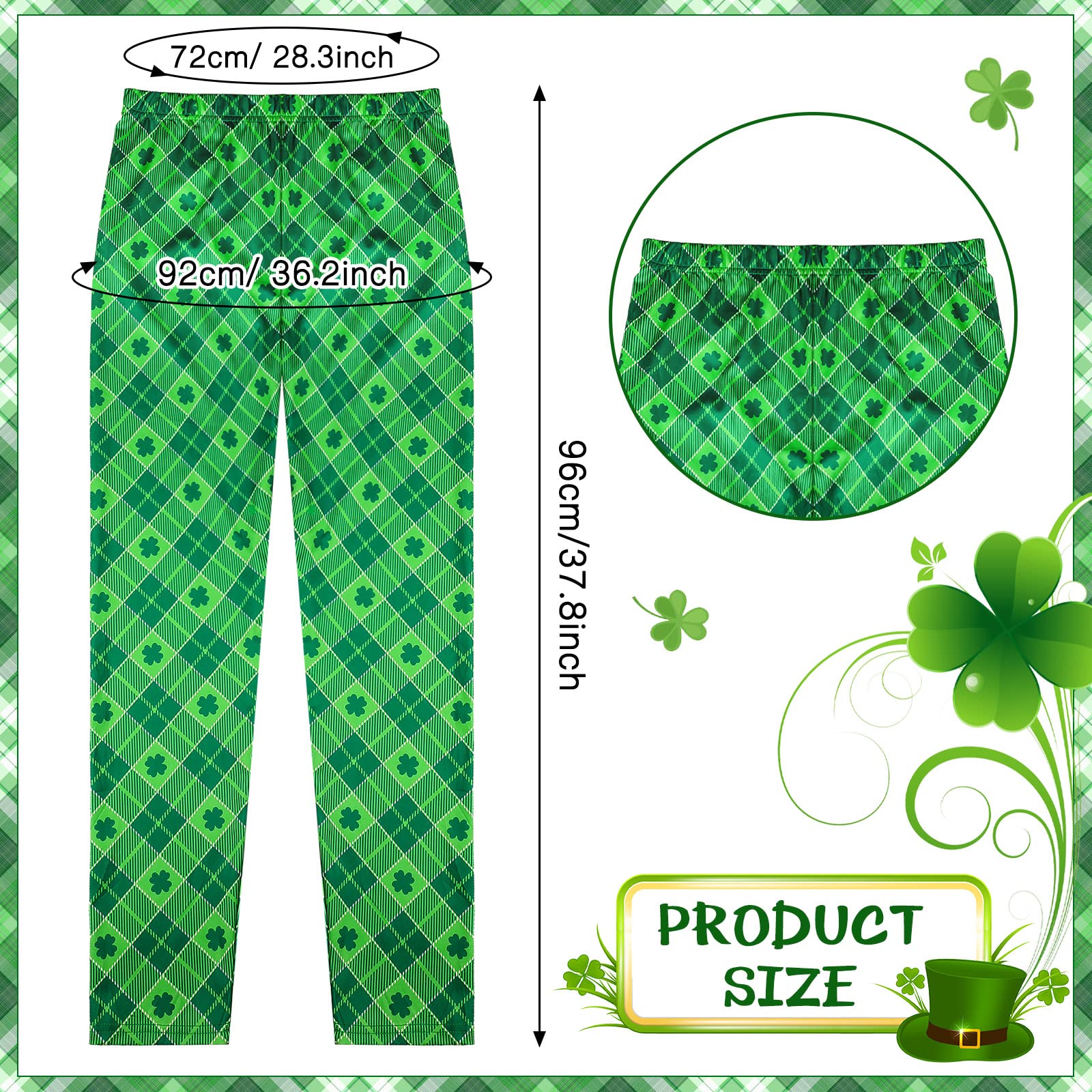 2 Pairs St. Patrick's Day Women Shamrock Leggings Irish Ankle Elastic Tights Legging High Waist Womens Leggings Trendy Design Workout Leggings for Girls Yoga Workout, 2 Styles Green