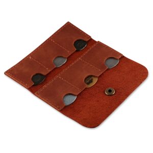 leather guitar pick holder, guitar pick holder case bag, plectrum case bag, pick cover, gift for guitar players (cognac)