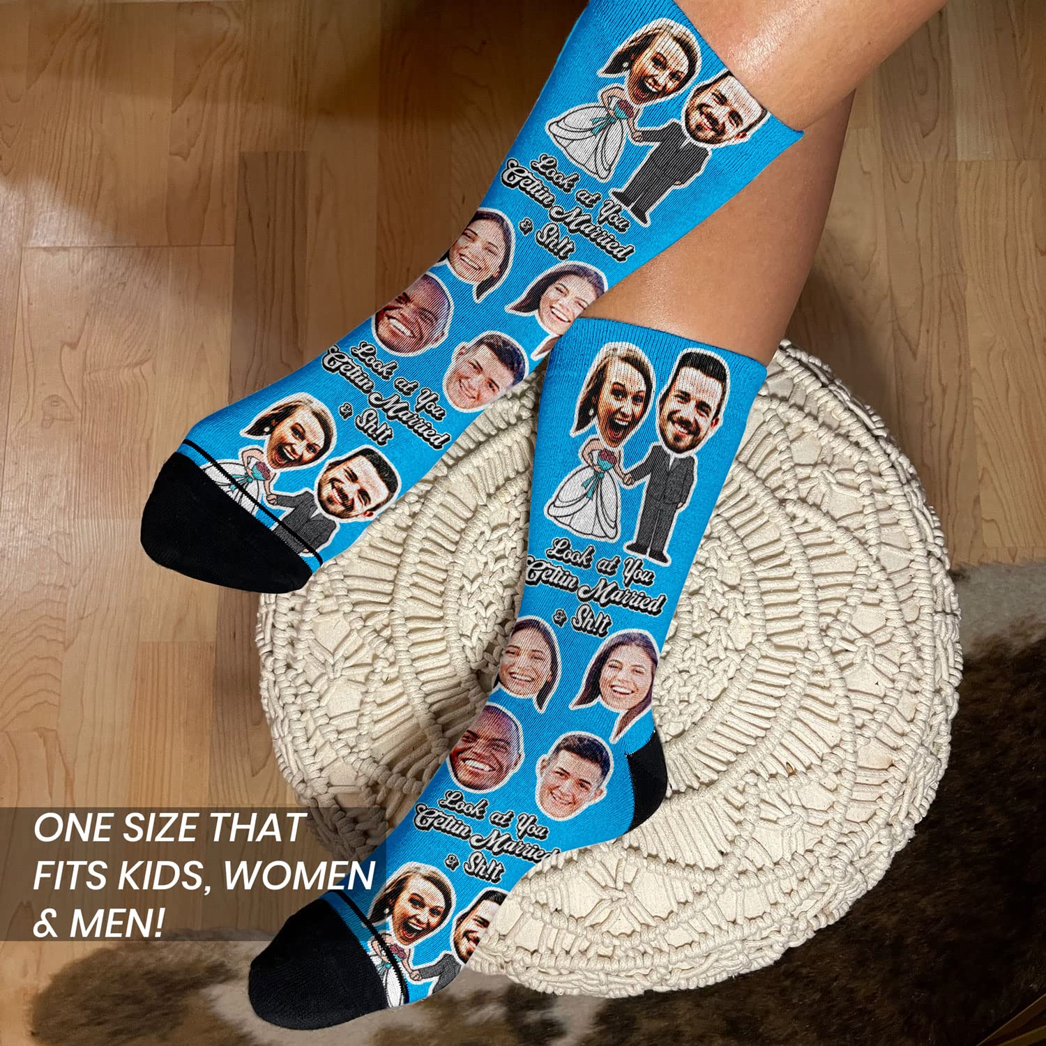 UNDSPTD Custom Face Socks for Any Occasion, Occasion Gift Customized Socks with Faces (Married)