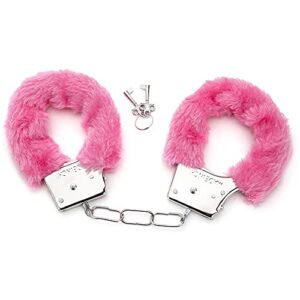 jorcedi wrist plush fluffy handcuffs bracelet soft plush cuffs fun party favor, stage or costume prop (pink)