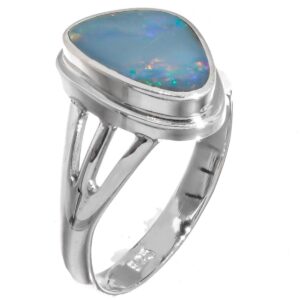 925 Silver Blue Natural Australian Opal Sterling Sz 7 Ring p83434