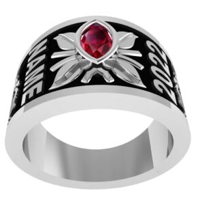 a2z custom jewelry personalized sterling silver women's high school graduation class ring with birthstone, name/year/degree and flower rose shank