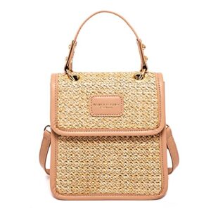 Women Straw Crossbody Bag Shoulder Bag Chic Hobo Tote Bag Mini Handbag Purse Cell Phone Bag Summer Beach