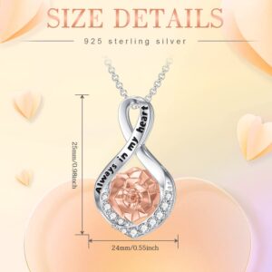 Flpruy Rose Urn Necklaces for Ashes 925 Sterling Silver Rose Infinity Urn Pendant Cremation Keepsake Memorial Pendant Necklace for Ashes for Human