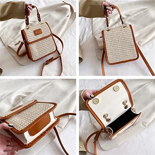 Women Straw Crossbody Bag Shoulder Bag Chic Hobo Tote Bag Mini Handbag Purse Cell Phone Bag Summer Beach