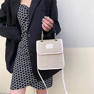 Women Straw Crossbody Bag Shoulder Bag Chic Hobo Tote Bag Mini Handbag Purse Cell Phone Bag Summer Beach