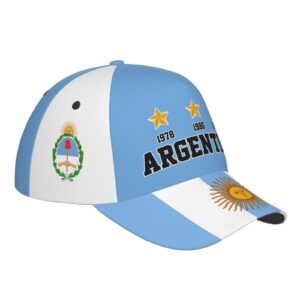 3 Stars 1978 1986 2022 Champions Argentina Baseball Cap Full Print Adult Unisex Adjustable Hat Soccer Fans Caps Black