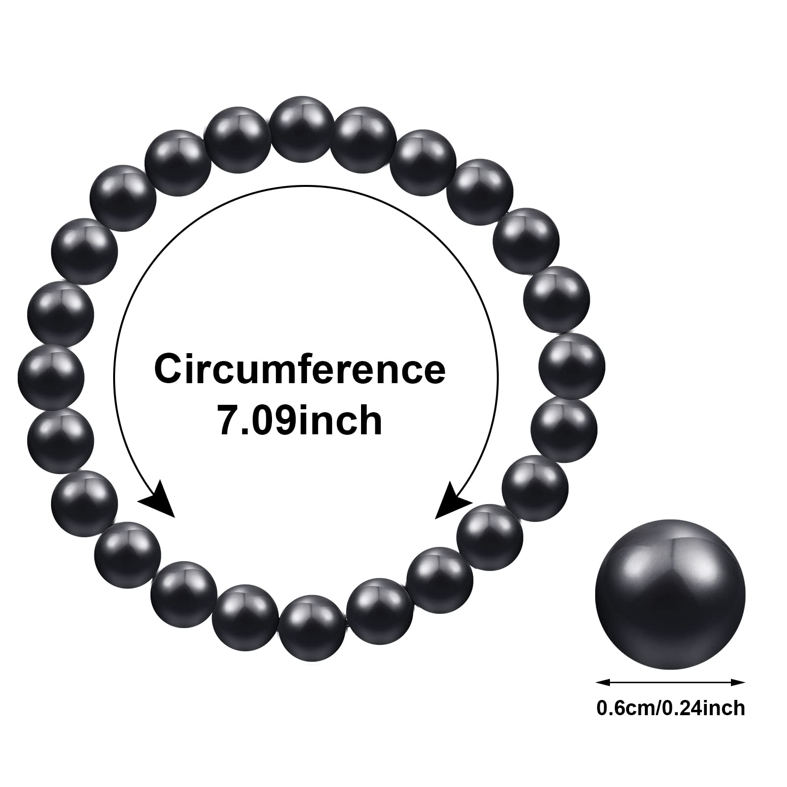 Hicarer 2 Pieces Shungite Bracelet Black Shungite Beads Crystal Stretchy Stones Bracelets Energy Jewelry Powerful Defender Spiritual Healing Chakra Balance for Men Women(6 mm)