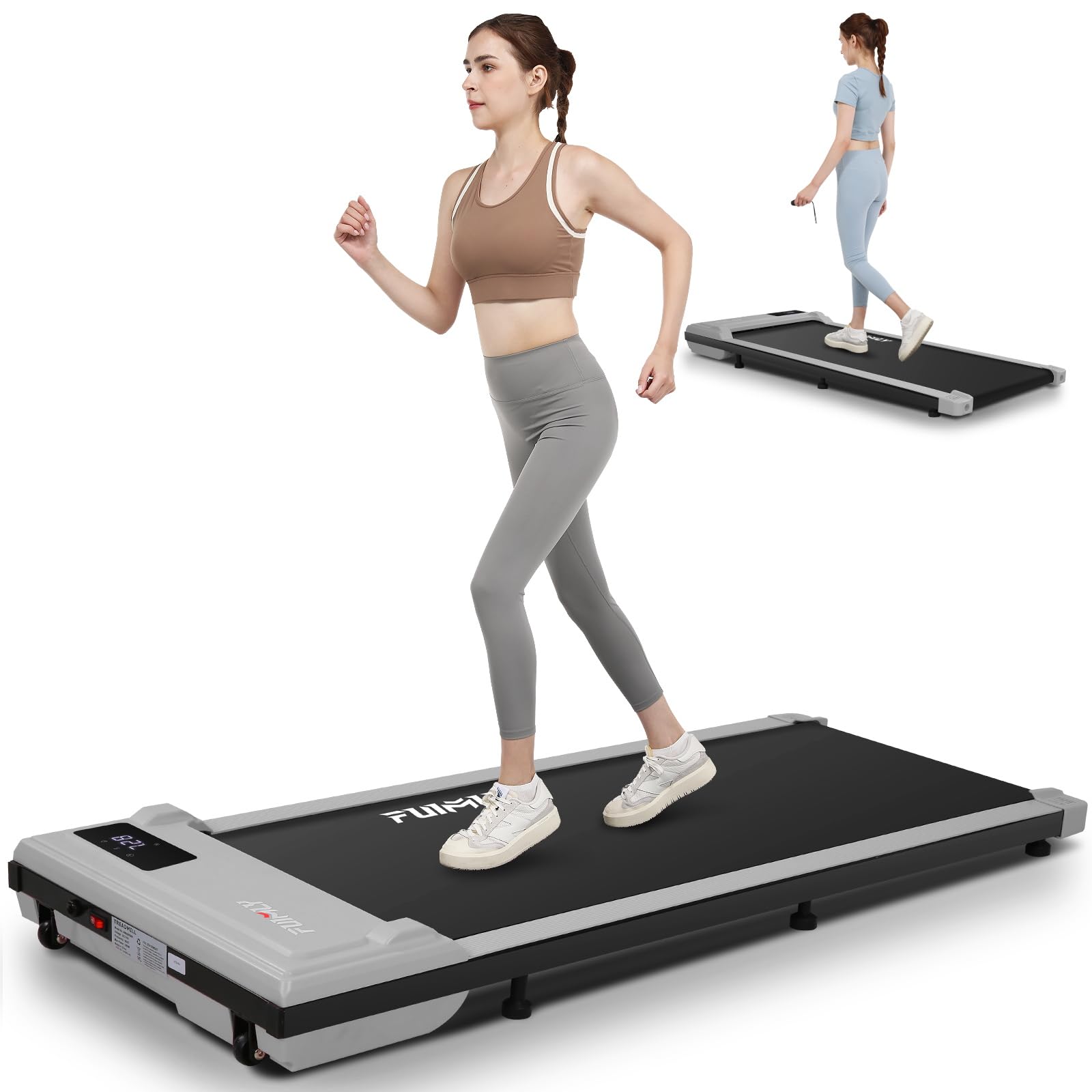 FUNMILY Walking Pad Treadmill with Incline, Under Desk Treadmill 300 lb Capacity, 2.5HP Portable Treadmills for Home Office, 3 in 1 Walking Jogging Running Machine with Shock Absorption, LED Display