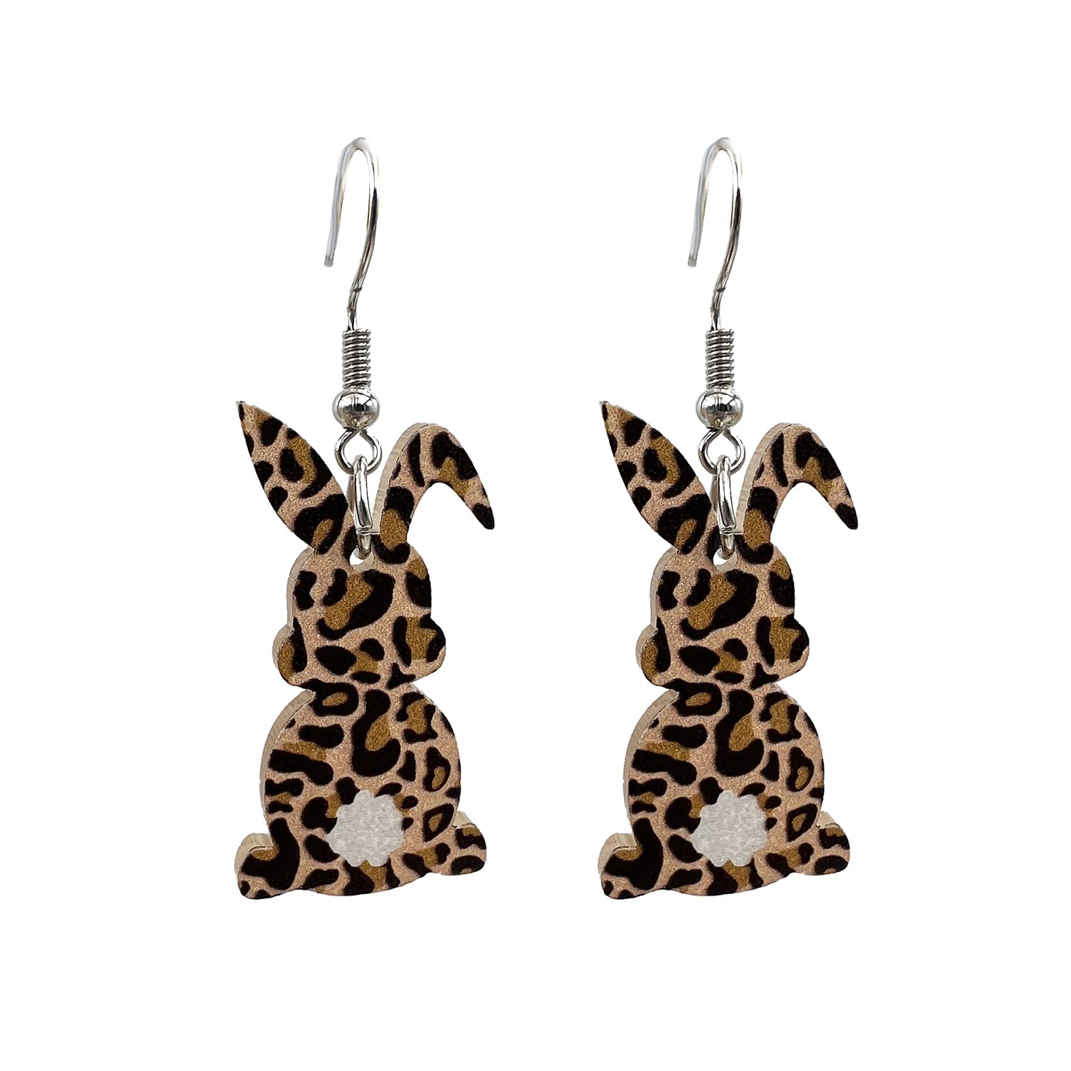 Bunny Eggs Earrings for Women,Easter Bunny Dangle Earrings Acrylic Hare Leopard Rabbit Drop Earrings Easter Jewelry (Leopard Bunny)