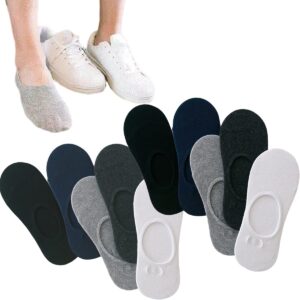 No Show Men Footie Sock Low Cut Liner Thin Embroidered Initial Letter Dark Boy Running Short White Sock 5 7 or10 Pairs (10 Pairs-Pure Colors)