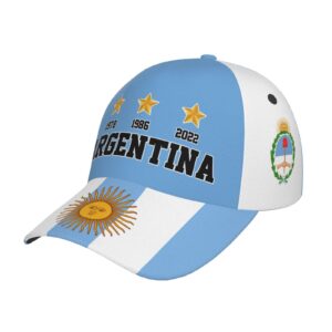 3 Stars 1978 1986 2022 Champions Argentina Baseball Cap Full Print Adult Unisex Adjustable Hat Soccer Fans Caps Black