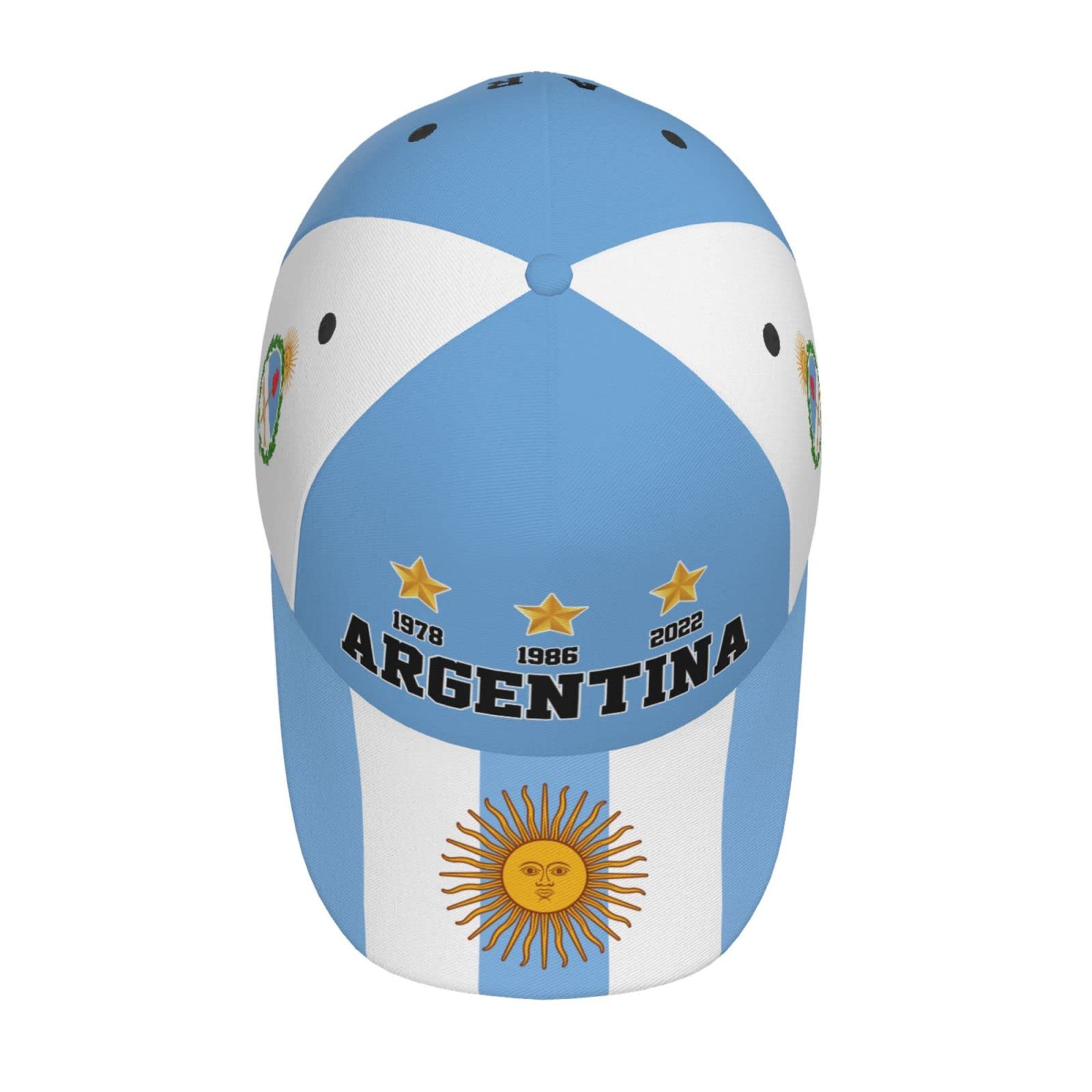 3 Stars 1978 1986 2022 Champions Argentina Baseball Cap Full Print Adult Unisex Adjustable Hat Soccer Fans Caps Black