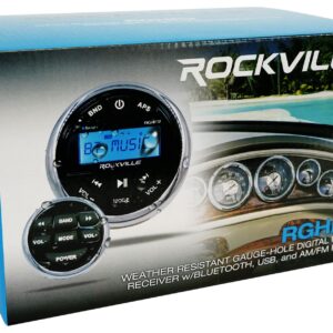 Memphis Audio 4 MXA82TW 8" Marine Wakeboard Tower Speakers/LED+Swivel White Bundle with Rockville RGHR2 Marine Gauge Hole Receiver (5 Items)