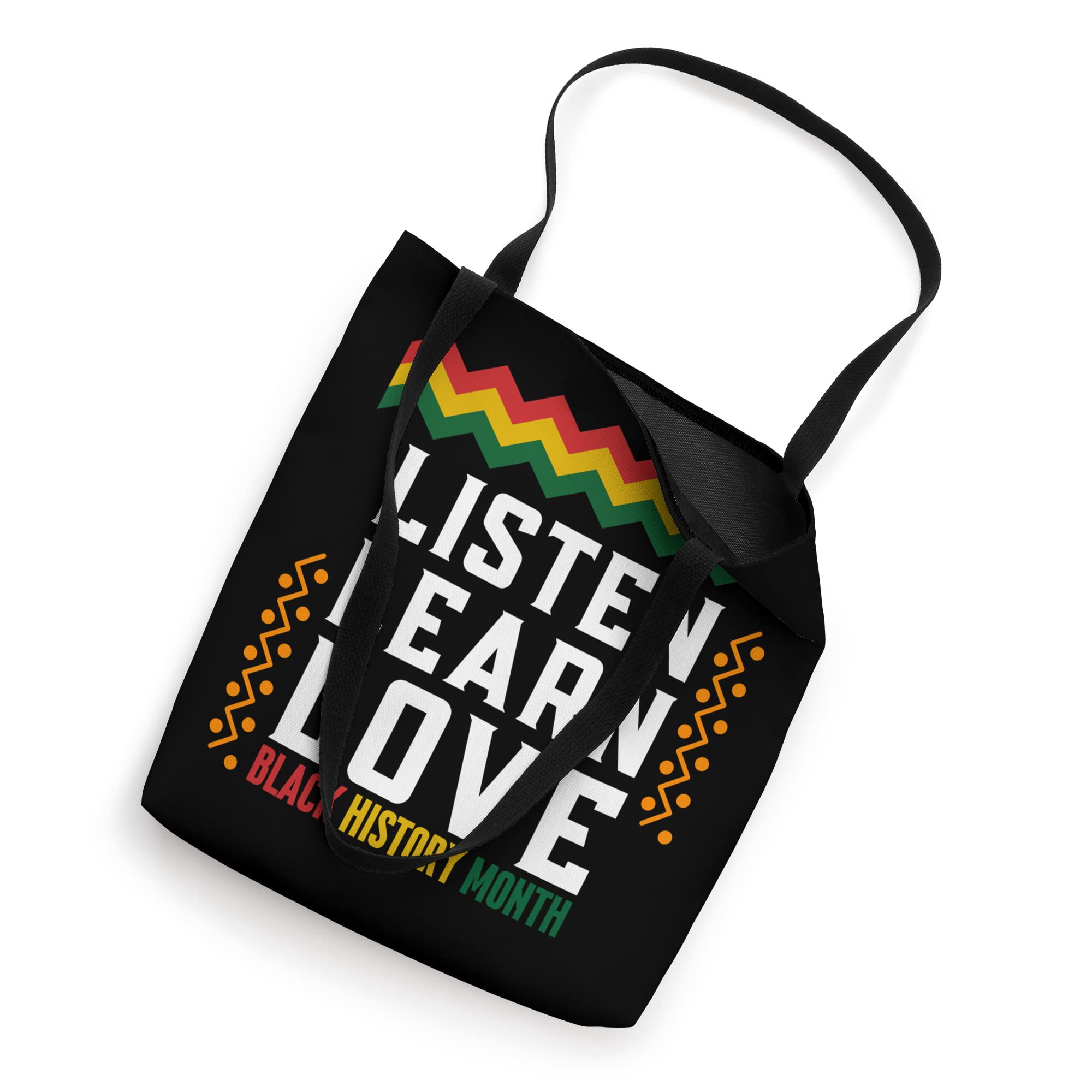 Listen Learn Love Black History Month African American Afro Tote Bag