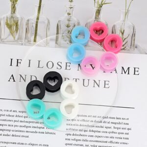 YOFANST 12pcs Soft Flexible Colorful Silicone Ear Tunnels Hollow Heart Piercing Gauges 12mm