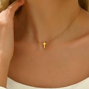 Mauzew Cross Necklace for Women Gold Sideways Cross Necklace Dainty Cute Tiny Cross Choker Necklace Simple Trendy Jewelry