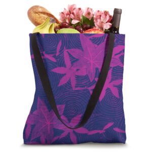 Japanese Woodblock-Style Print Vintage-Look Leaves Circles Tote Bag