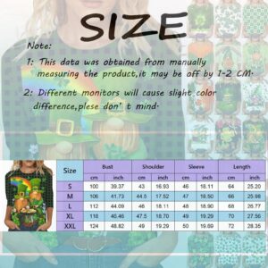 CHEEKEY St Patricks Day Shirt Women 3/4 Sleeve Irish Shamrock Shirts Casual Summer Tops Round Neck Lucky Green Shirts, A01 White, XL